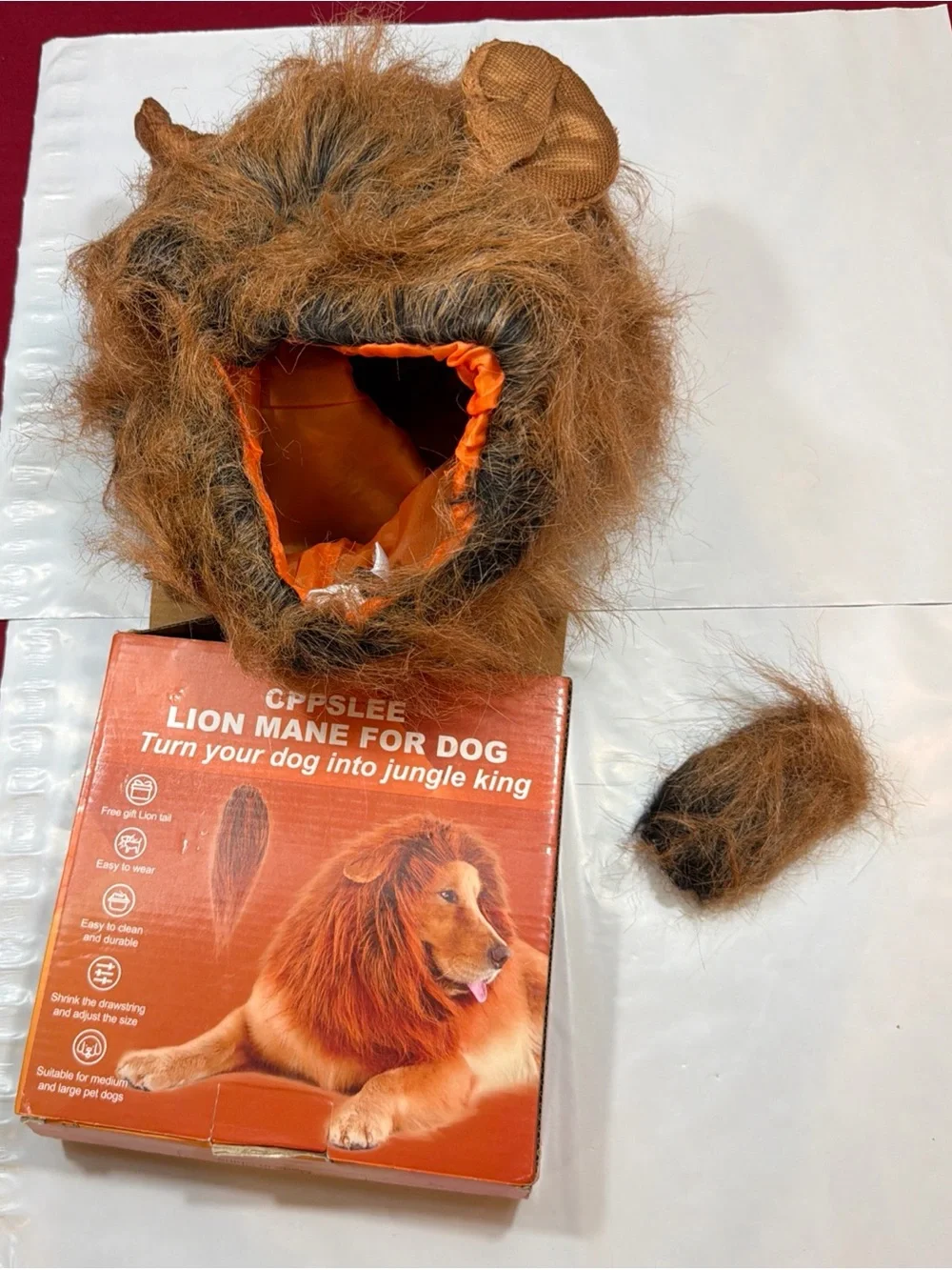 NEW Lion Dog Costume MANE and TAIL SET funny Halloween Cat Safari Jungle, M L